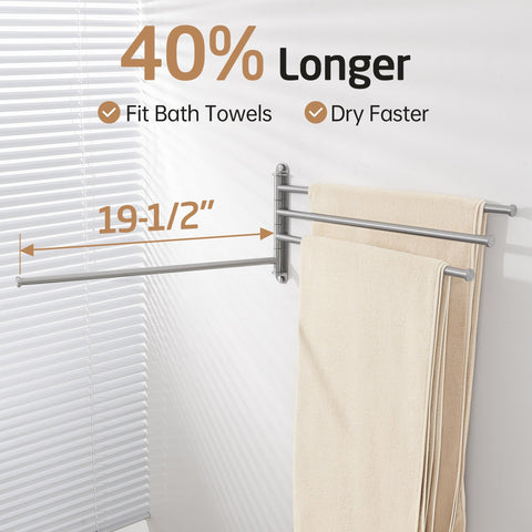 KES four-arm swivel towel rack keeping towels within reach