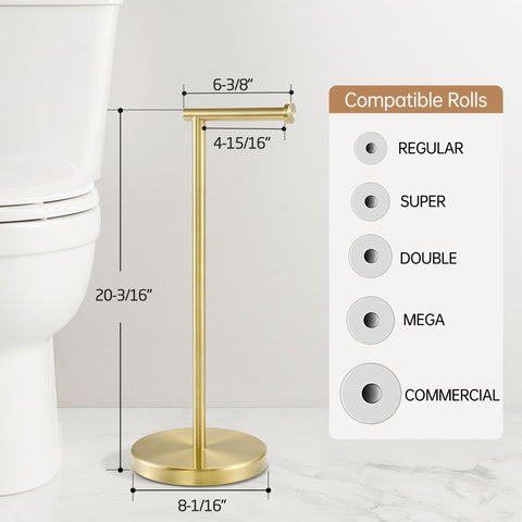 KES Gold toilet paper holder anti-slip base protects floors.