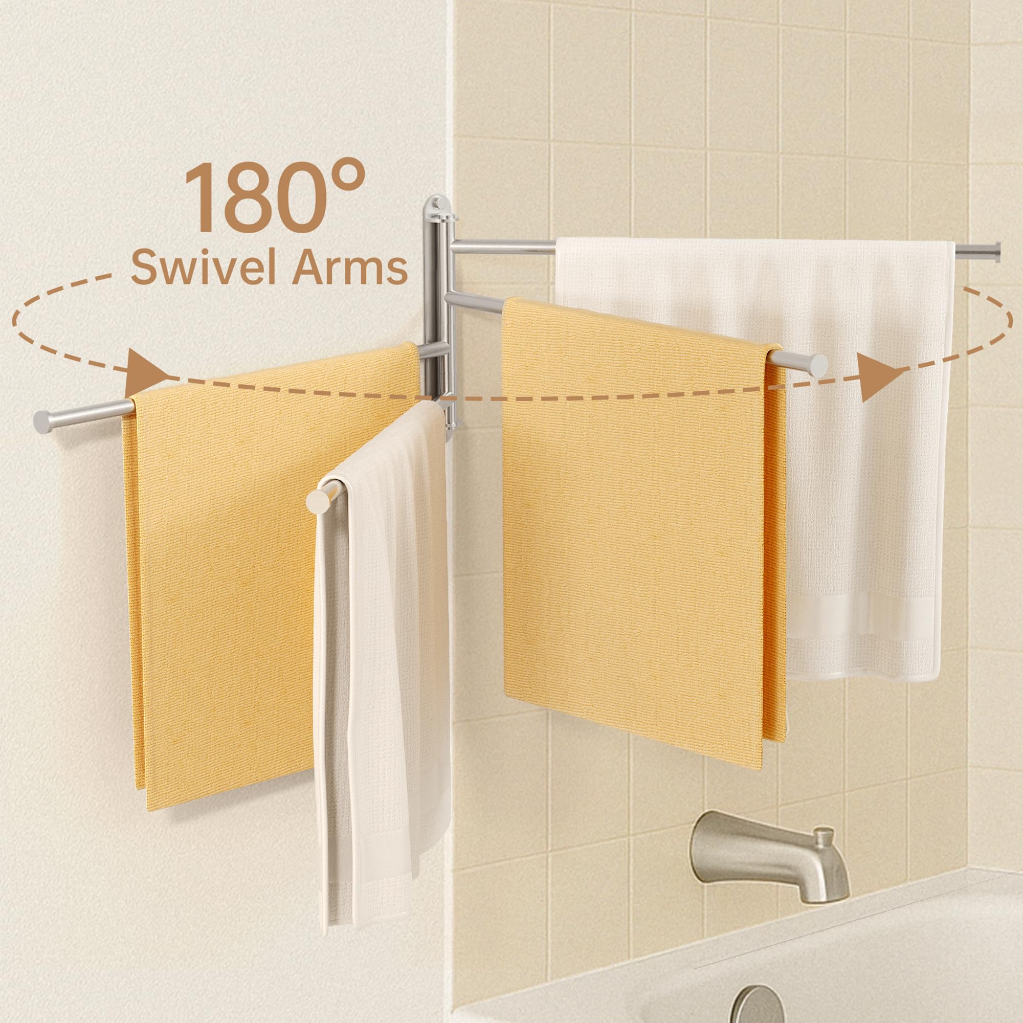 KES four-arm rack holds four large towels for family use