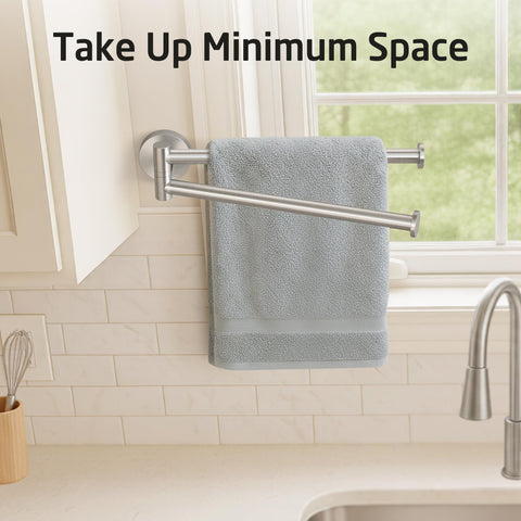 KES kitchen swivel towel bar 180-degree rotation for full towel spread.