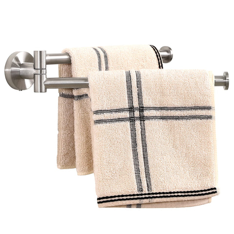 KES kitchen swivel towel bar two-arm design promotes efficient towel drying.
