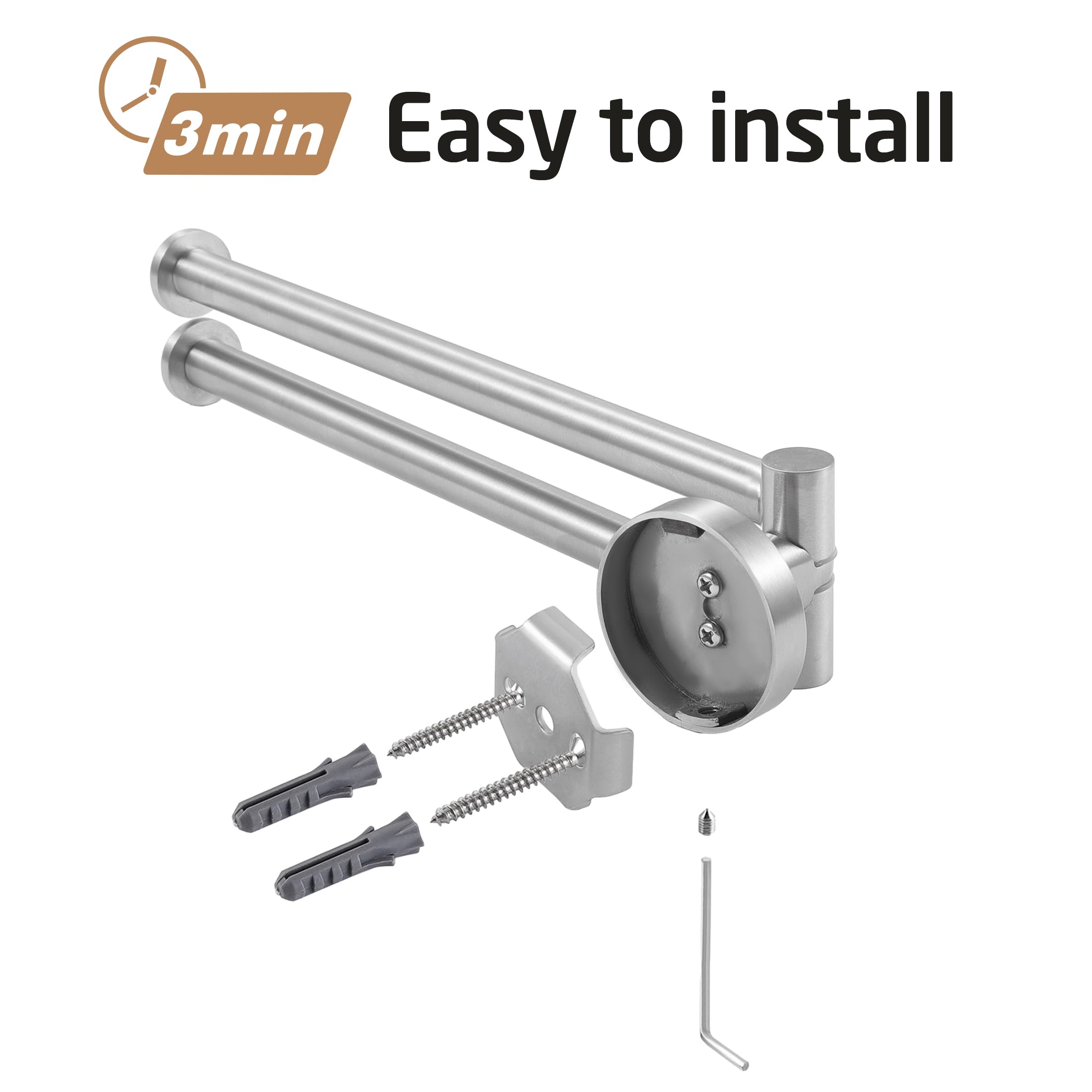 KES kitchen swivel towel bar wall-mount install in minutes.
