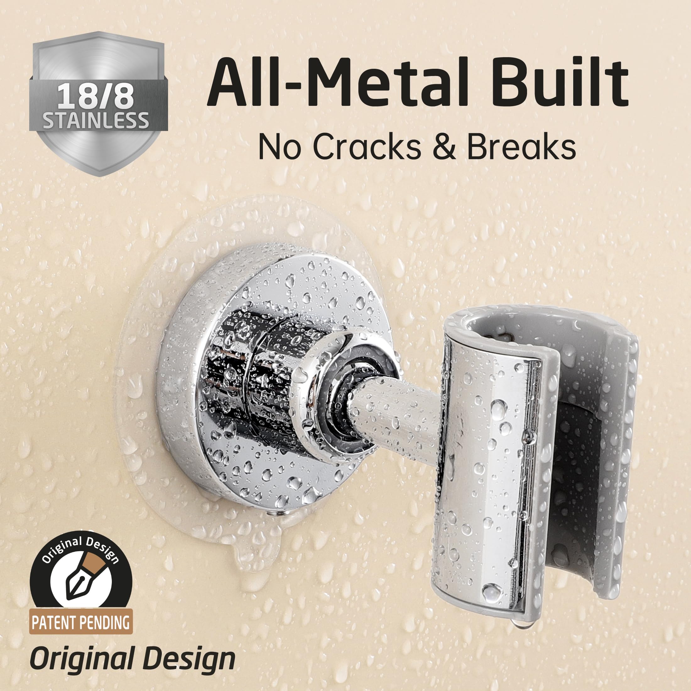 KES metal shower head holder in stainless steel finish resisting rust in humid bathroom