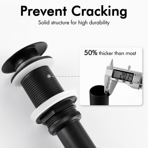 KES no-overflow drain fits 1.6-1.9 inch holes for vessel or undermount sinks.