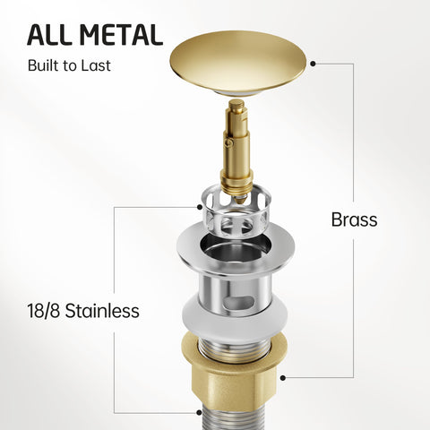 KES pop-up drain stopper with brass bolt and stainless steel springs