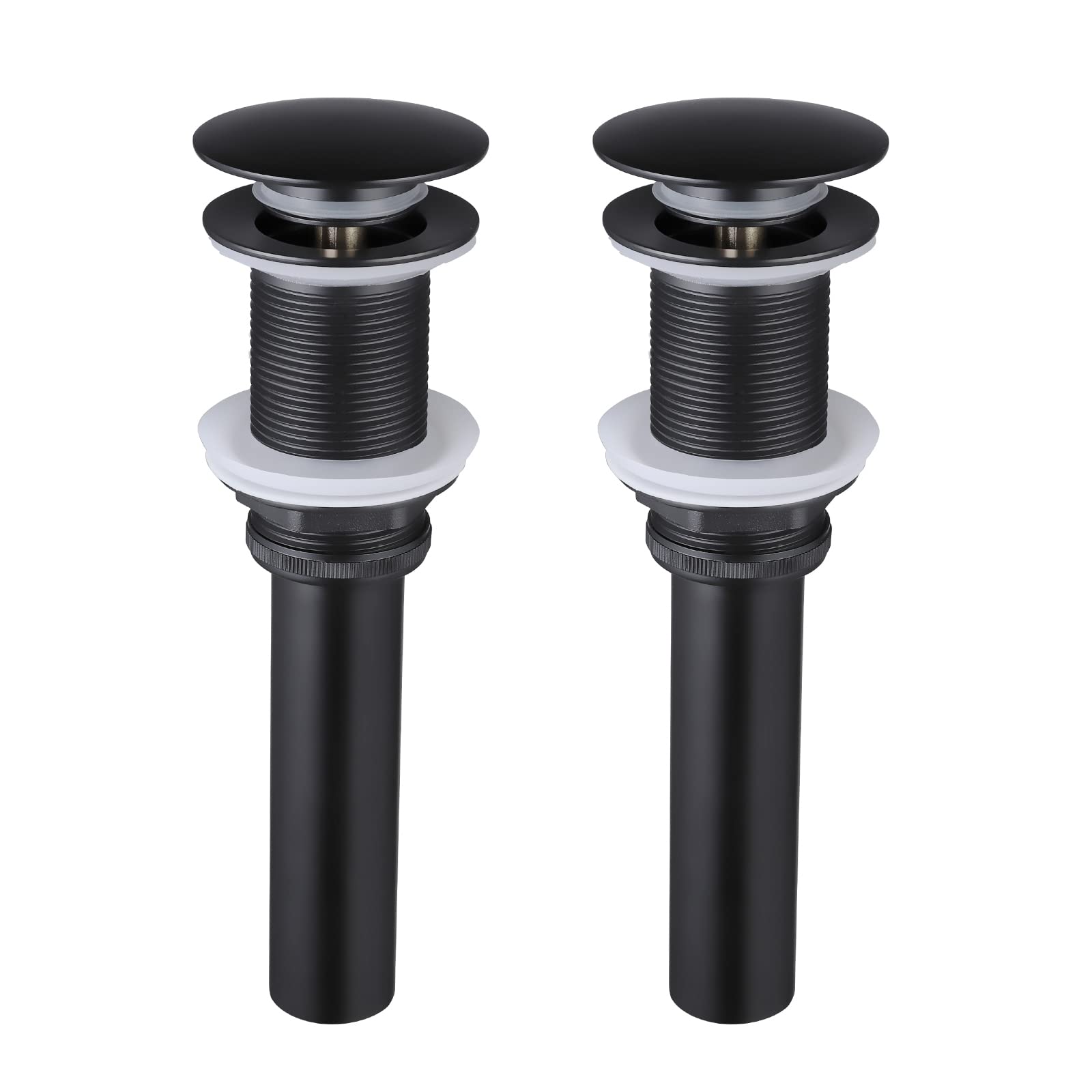 KES pop-up sink drain stopper in matte black for vessel sinks, helps prevent clogs.