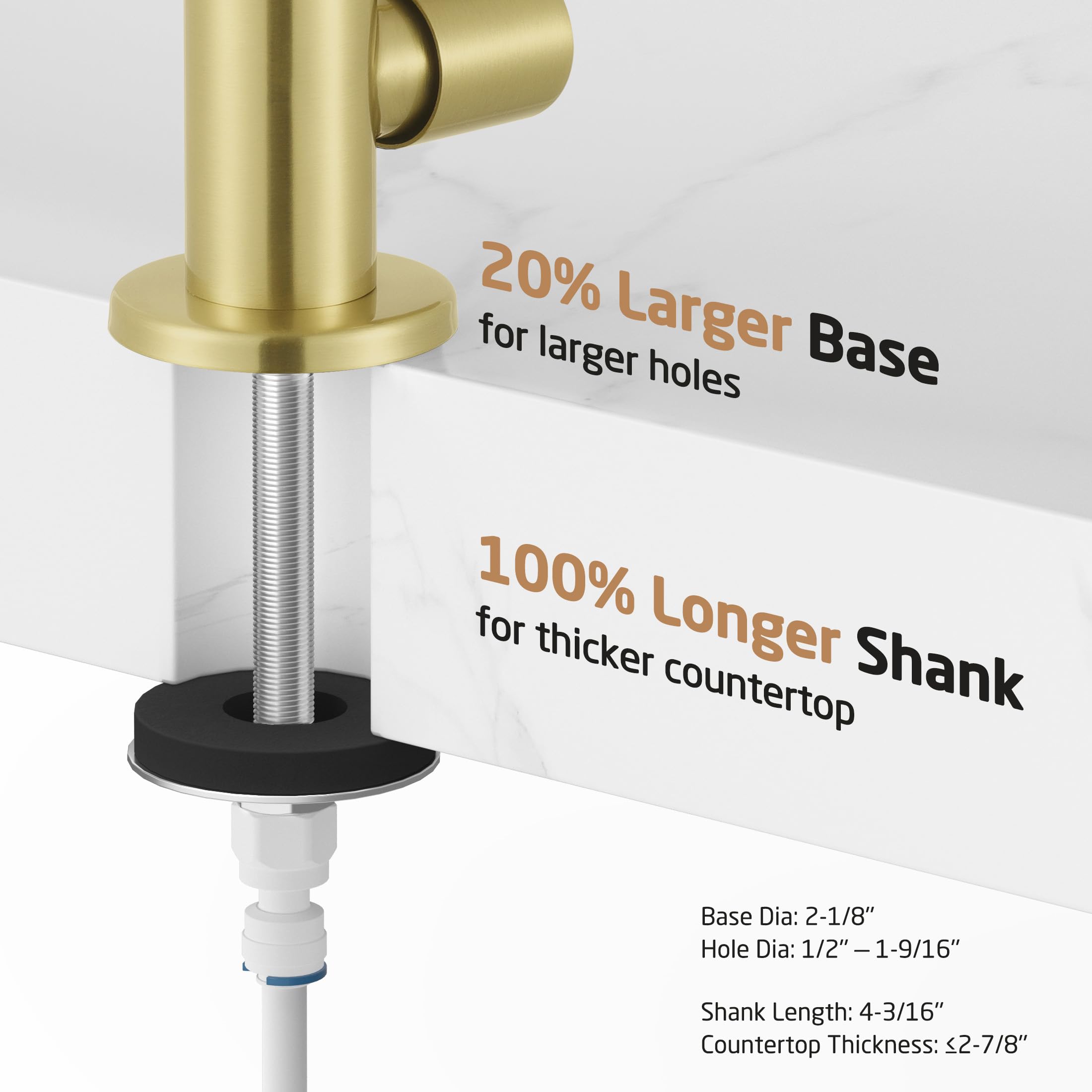 KES RO faucet includes quick-connects and mounting hardware for easy installation.