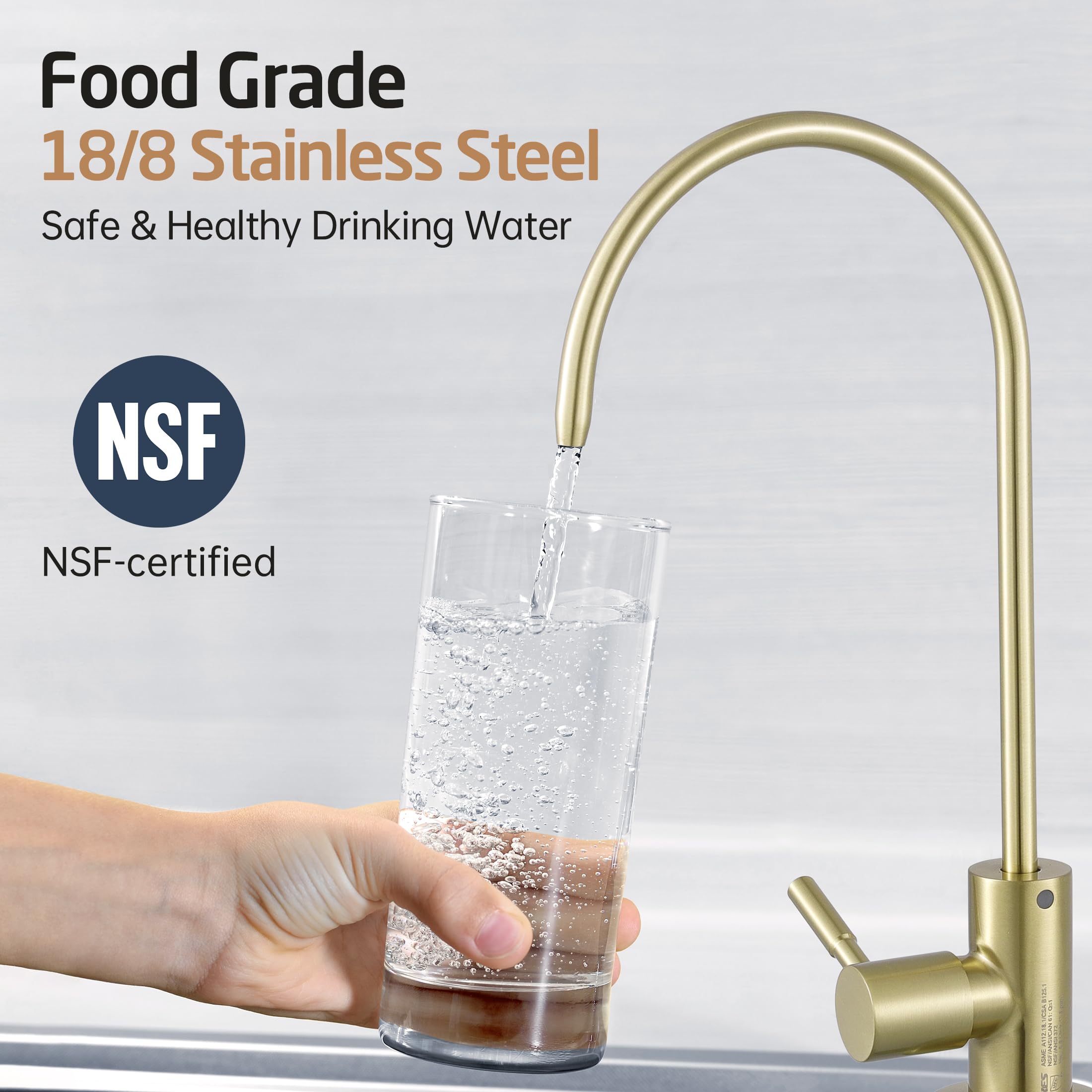 KES RO faucet uses lead-free stainless steel for safer drinking water.
