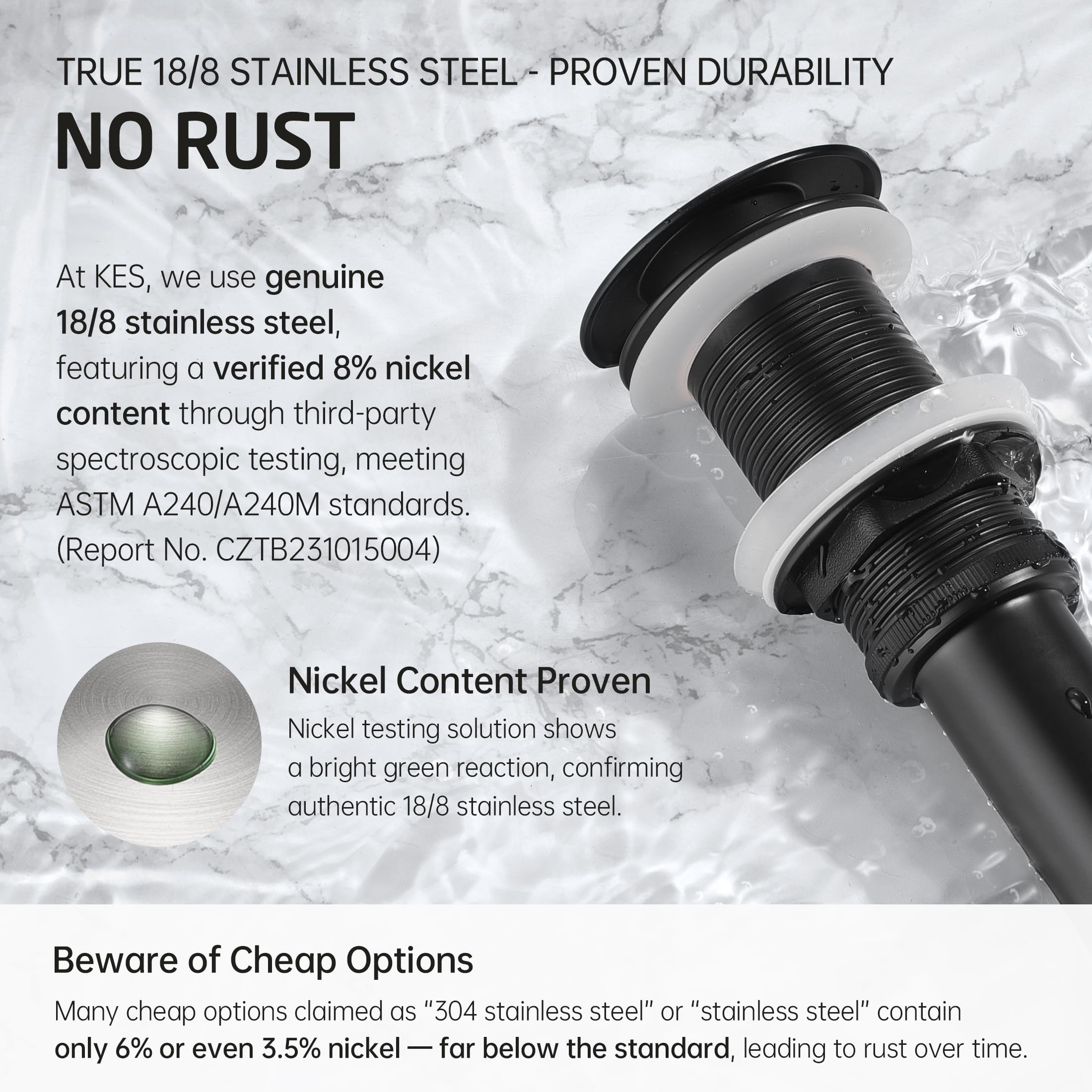 KES S2008D-BK gasket set enables easy P-trap connection.