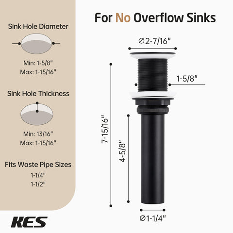 KES S2021D-BK tailpiece compatibility fits most standard sinks.