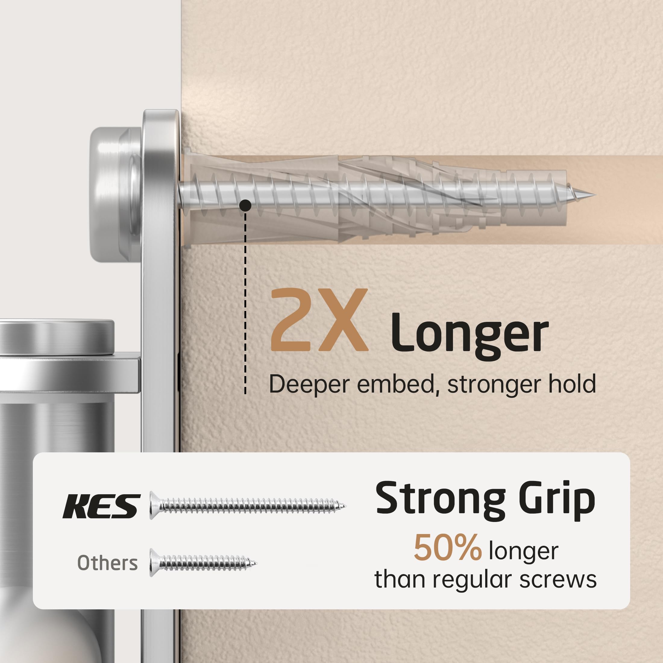 KES stainless steel 18-8 brushed finish resists rust