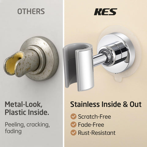 KES holder compatible with standard and oversized hoses, including Waterpik