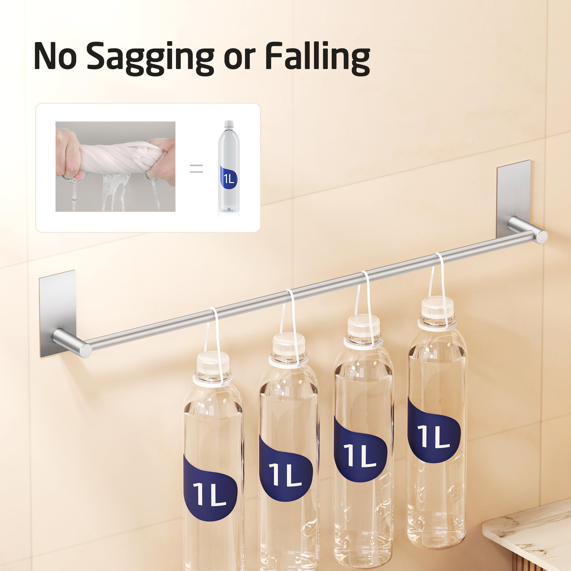 KES brushed stainless SUS304 towel bar close-up highlights premium finish.
