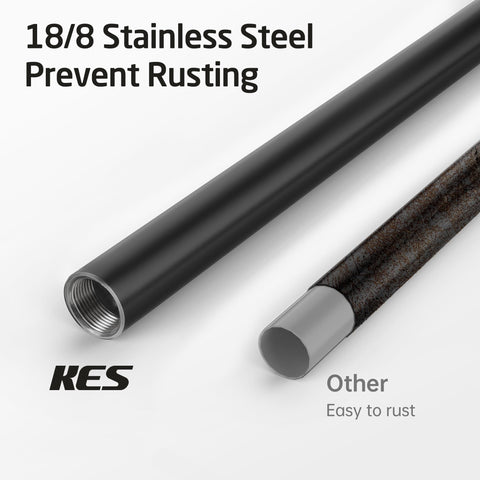 KES toilet paper holder with weighted base, stable setup in a busy bathroom
