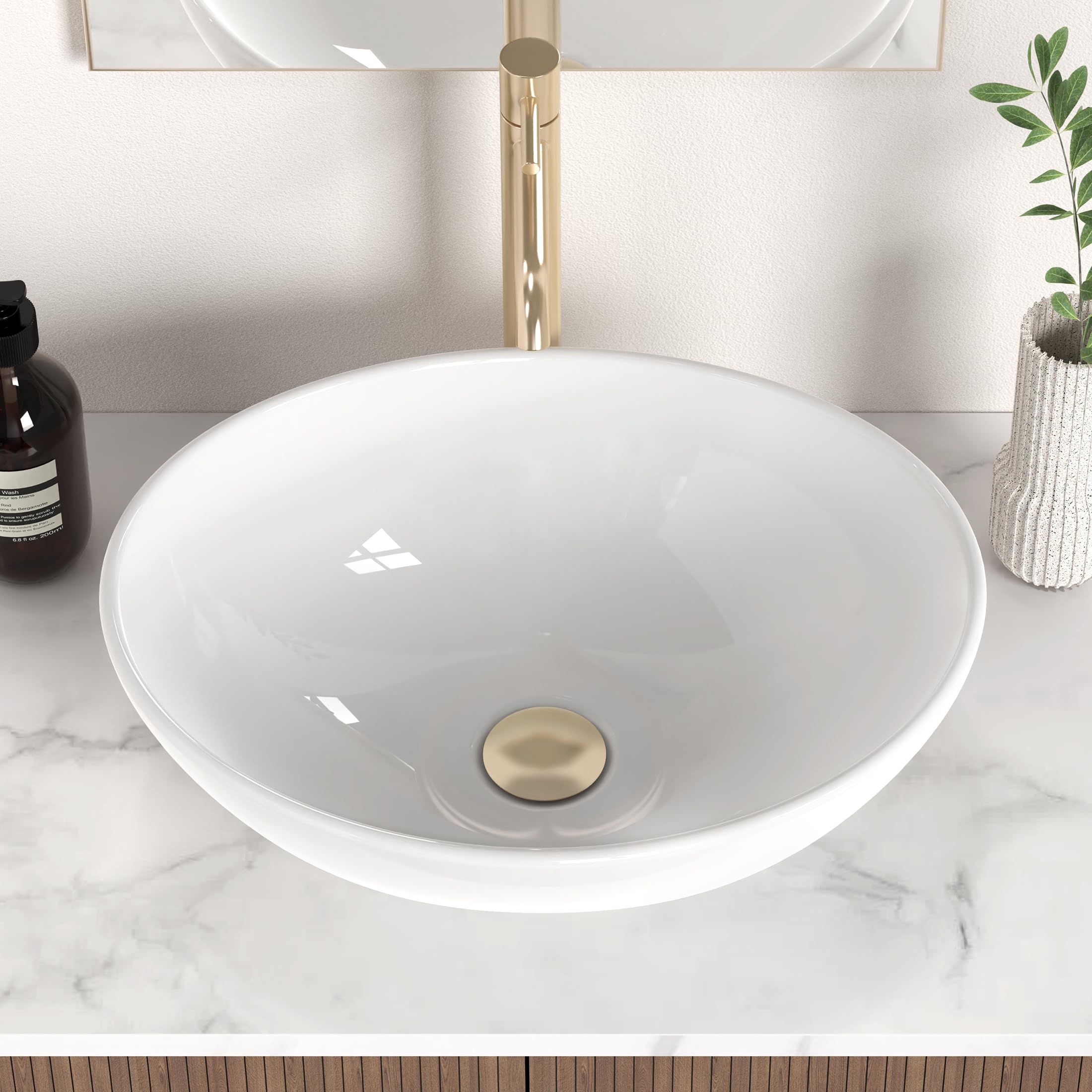 KES vessel sink offers a modern look in glossy white ceramic.