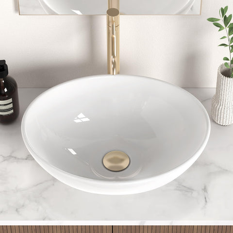KES vessel sink offers a modern look in glossy white ceramic.