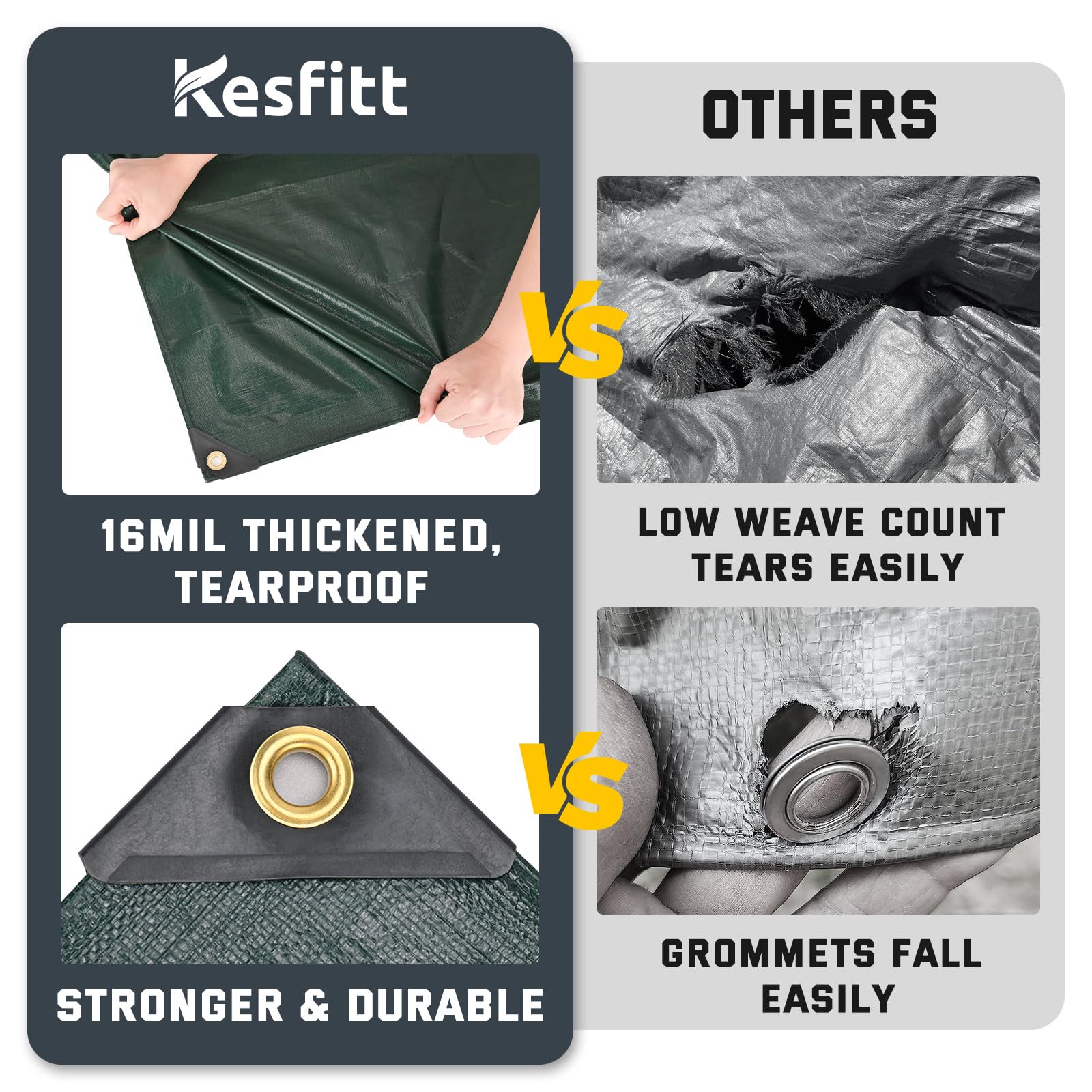 Kesfitt tarp protects yards, gardens, farms, and camping gear.