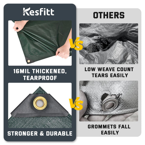 Kesfitt tarp protects yards, gardens, farms, and camping gear.