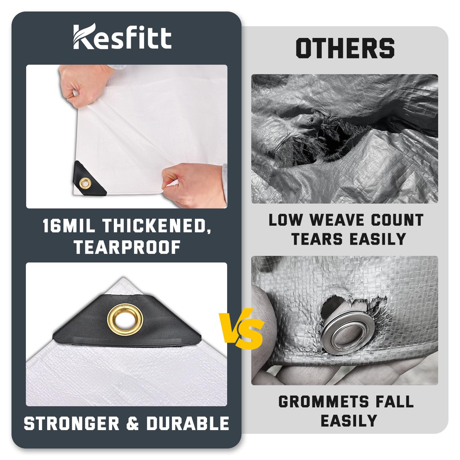 Storm protection and outdoor shade provided by Kesfitt tarp in backyard
