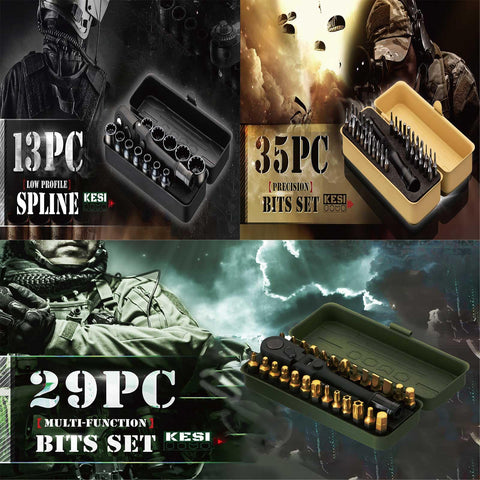 S2 steel TiN-coated bits provide durability and rust resistance.