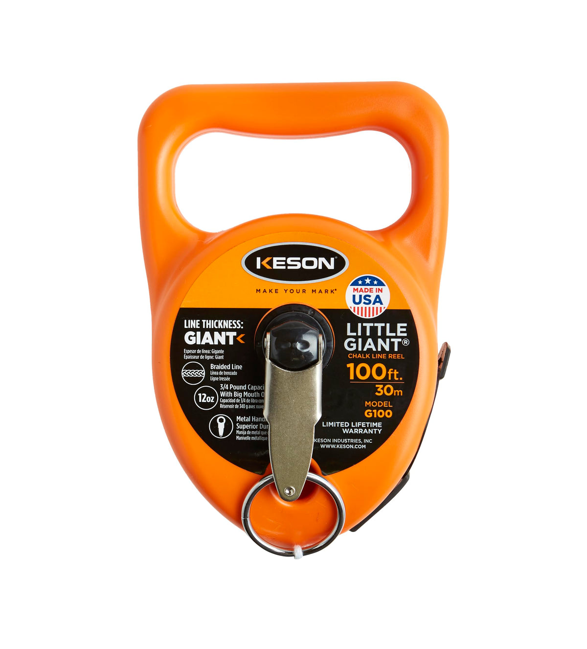 Keson G100 chalk line reel with 100-foot line for precise layout.