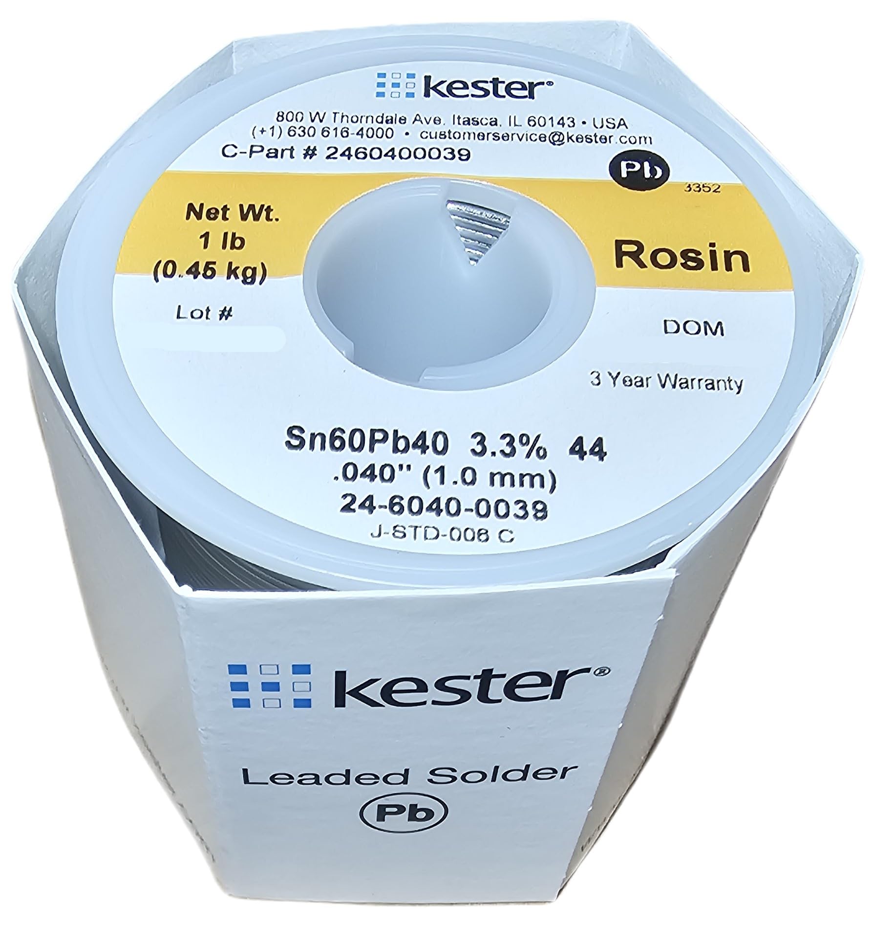 Kester 24-6040-0039 rosin-core solder roll for general soldering tasks.
