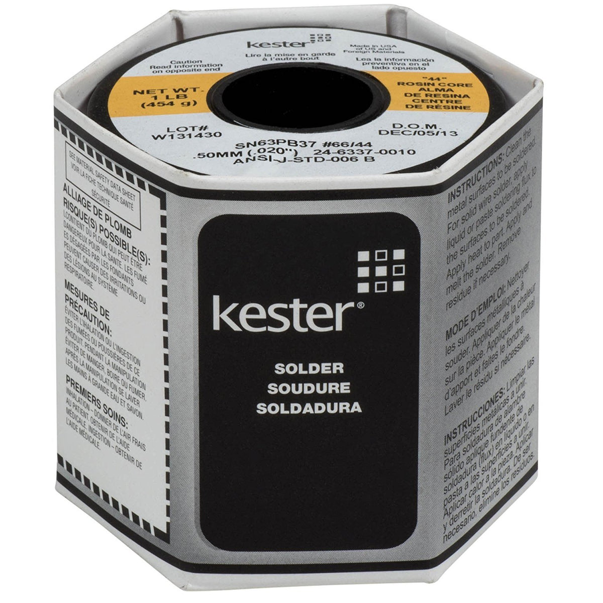 Kester 24-6337-0010 rosin-core solder spool for instant-wetting and bright joints