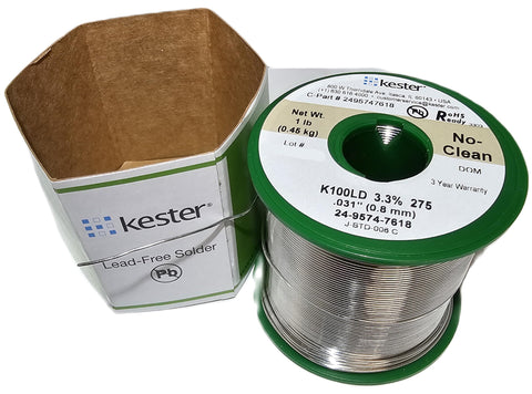 Kester K100LD close-up of solder bead showing smooth flow and minimal bridging.