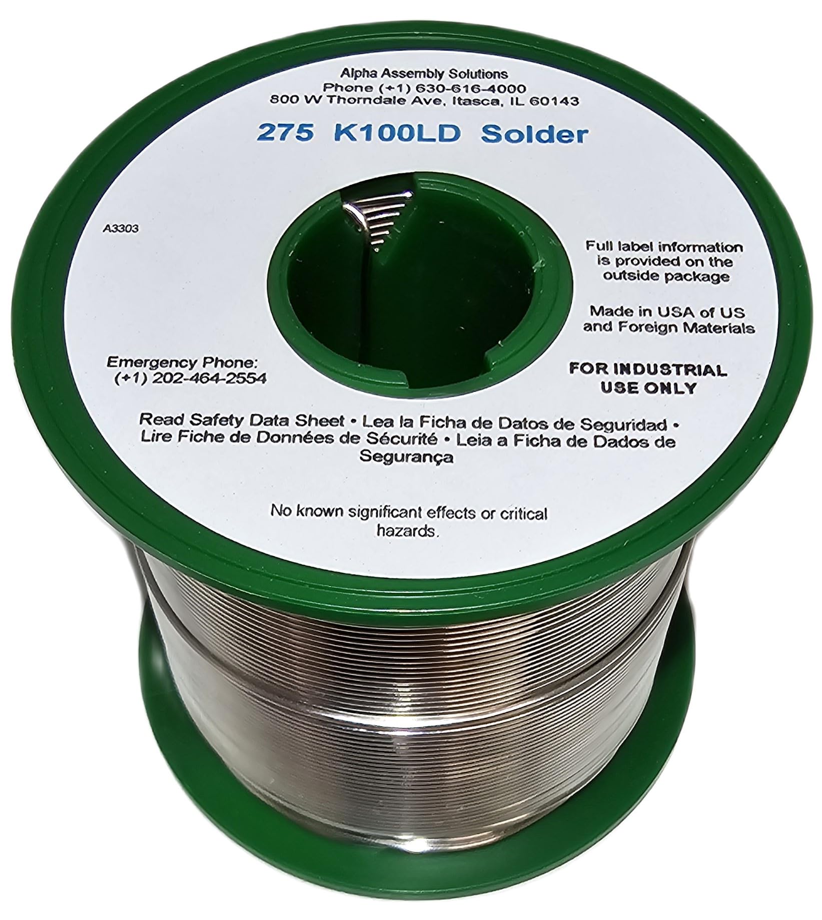 Kester K100LD side view of spool highlighting compact 1 lb packaging.