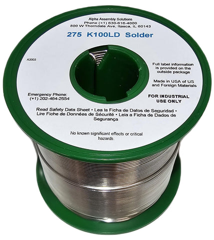 Kester K100LD side view of spool highlighting compact 1 lb packaging.