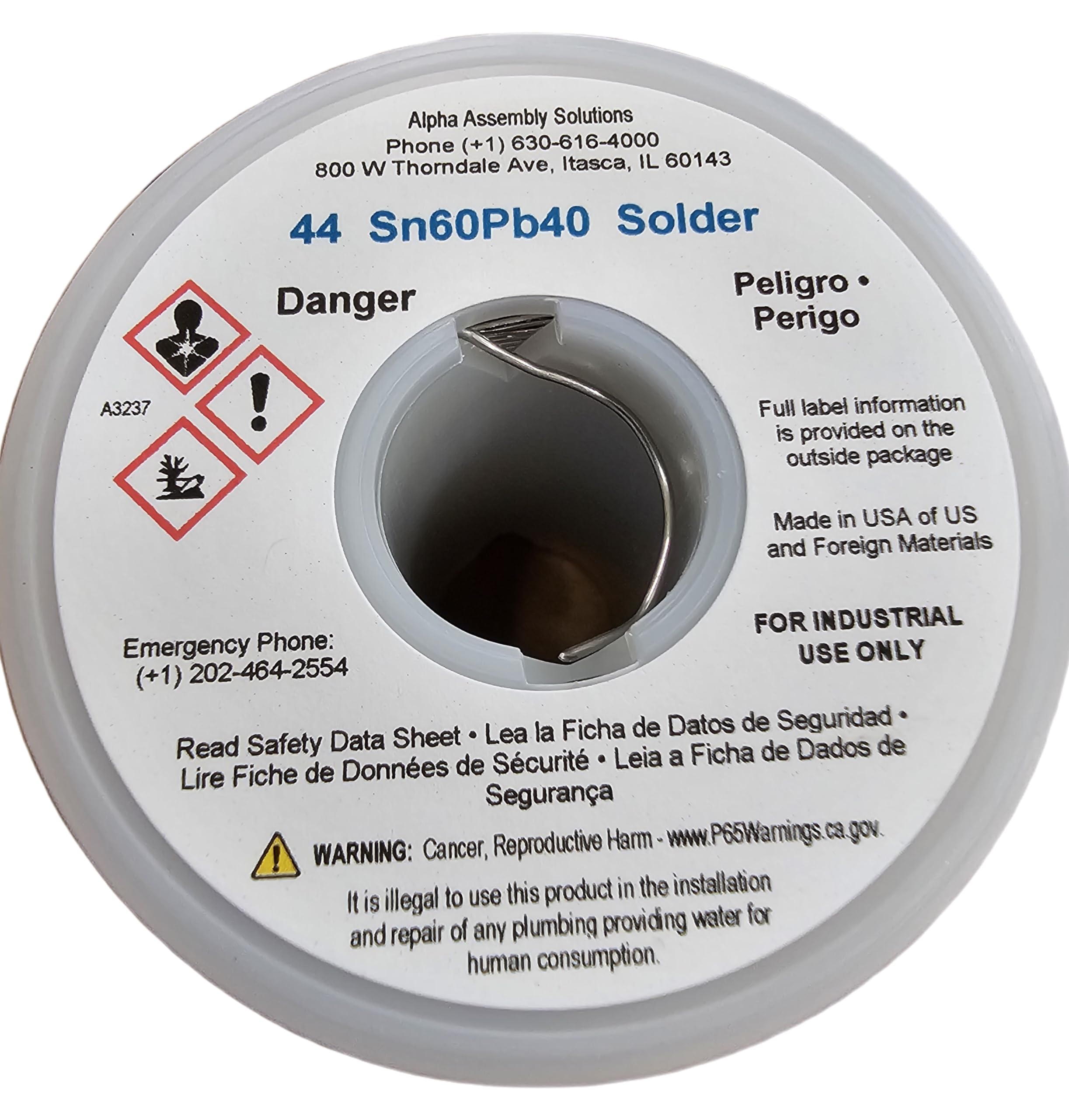 Kester solder packaging highlights Taiwan origin and compact dimensions.