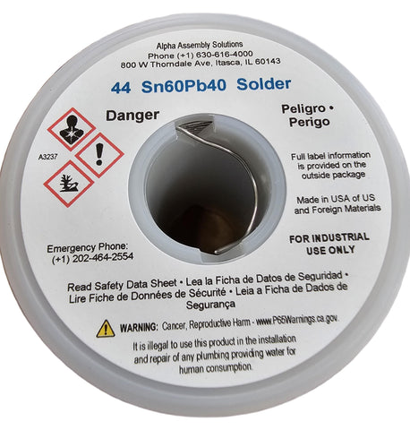 Kester solder packaging highlights Taiwan origin and compact dimensions.