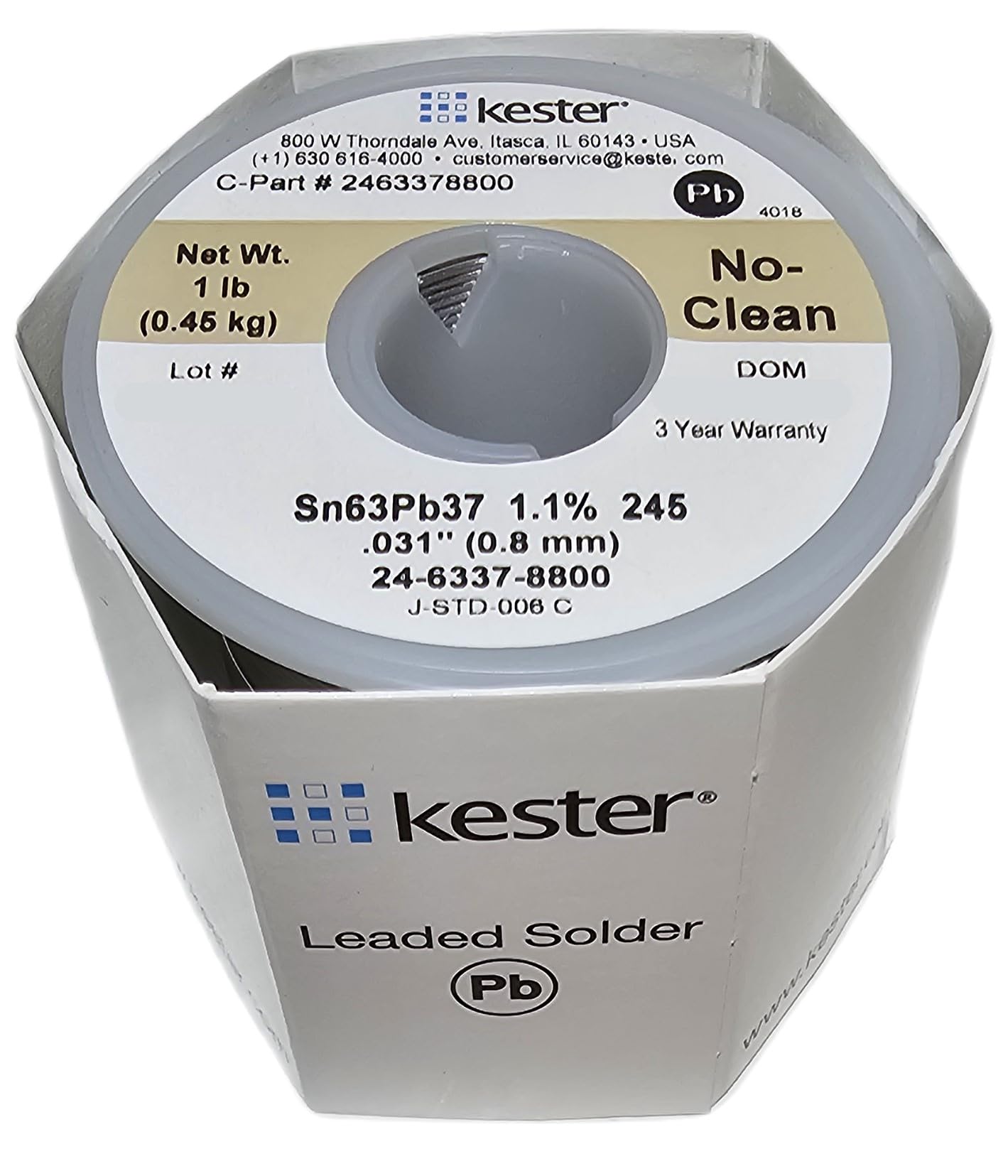 Kester 0 031 inch rosin-core solder roll for precise joints