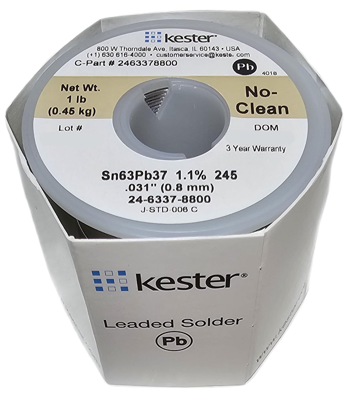 Kester 0 031 inch rosin-core solder roll for precise joints