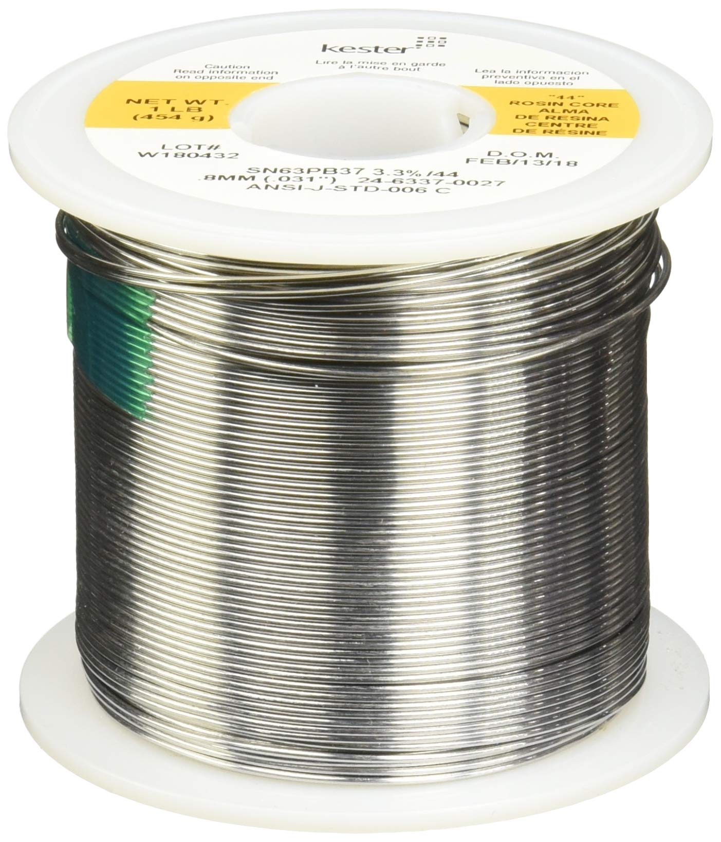 Kester solder roll showing core size 66 and 63/37 alloy for smooth joints