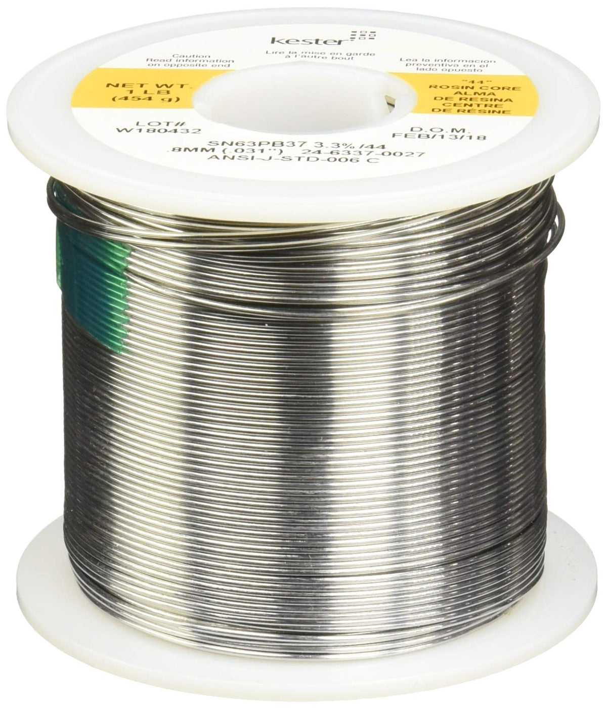 Kester solder roll showing core size 66 and 63/37 alloy for smooth joints