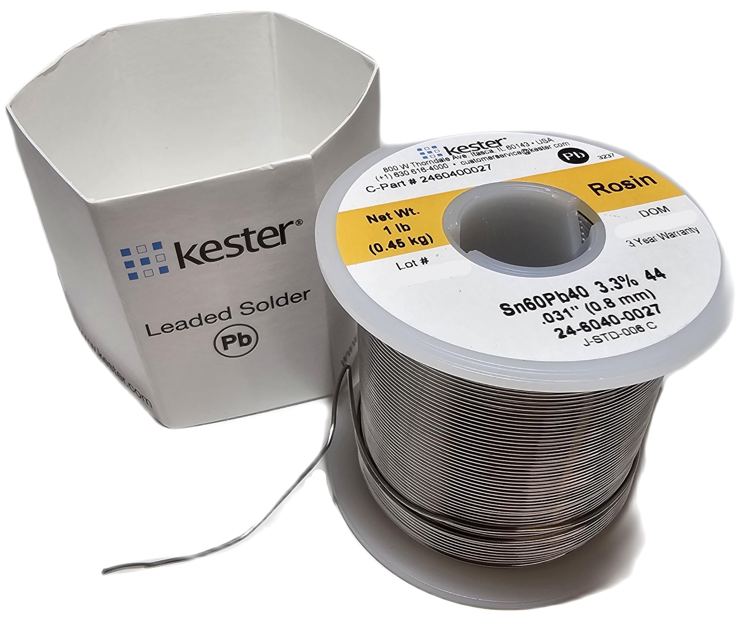 Kester SN60Pb40 1 lb spool ready for reliable electronics assembly.