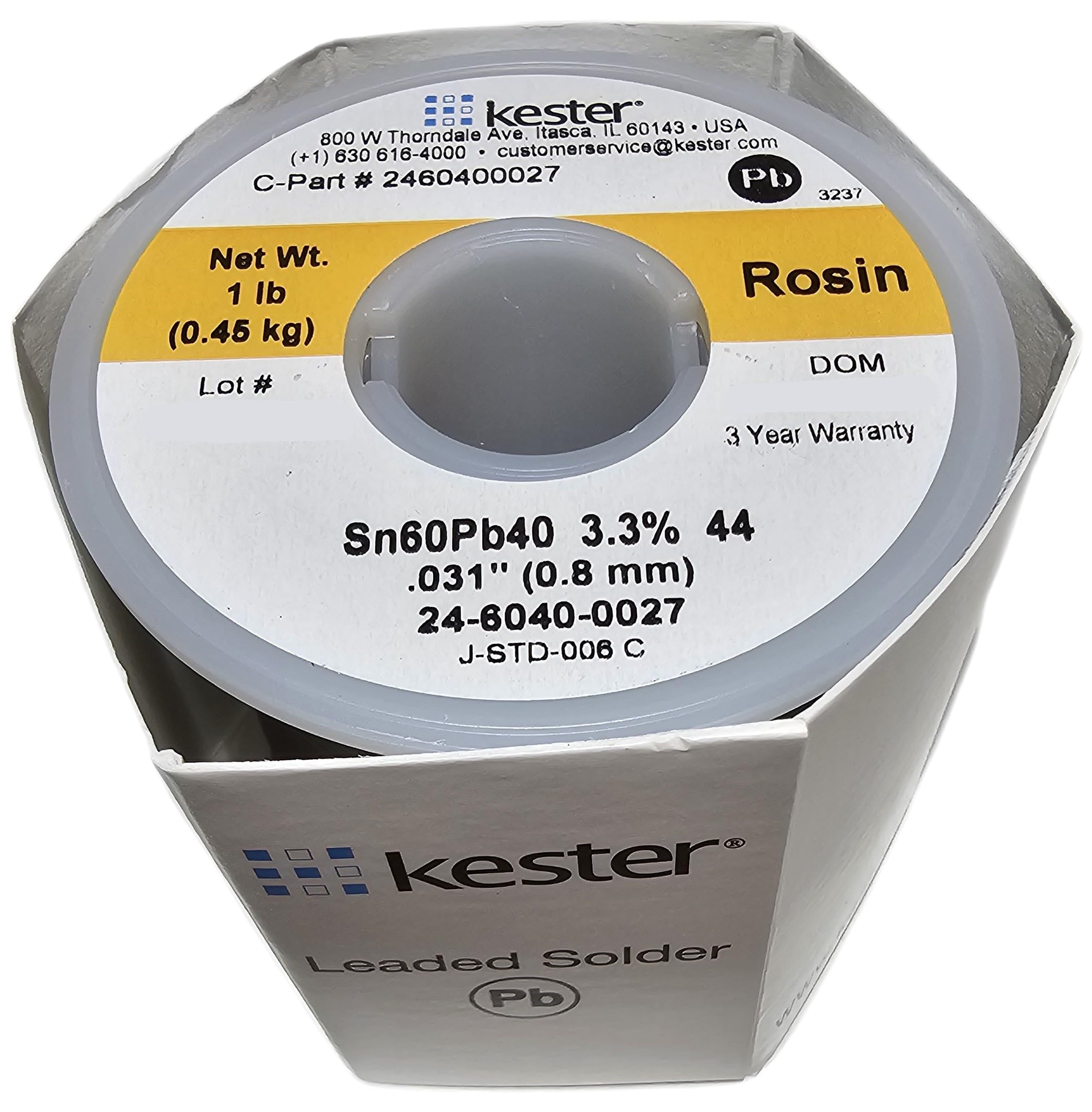 Kester solder wire 0.031 inch diameter on a compact spool for precise connections.