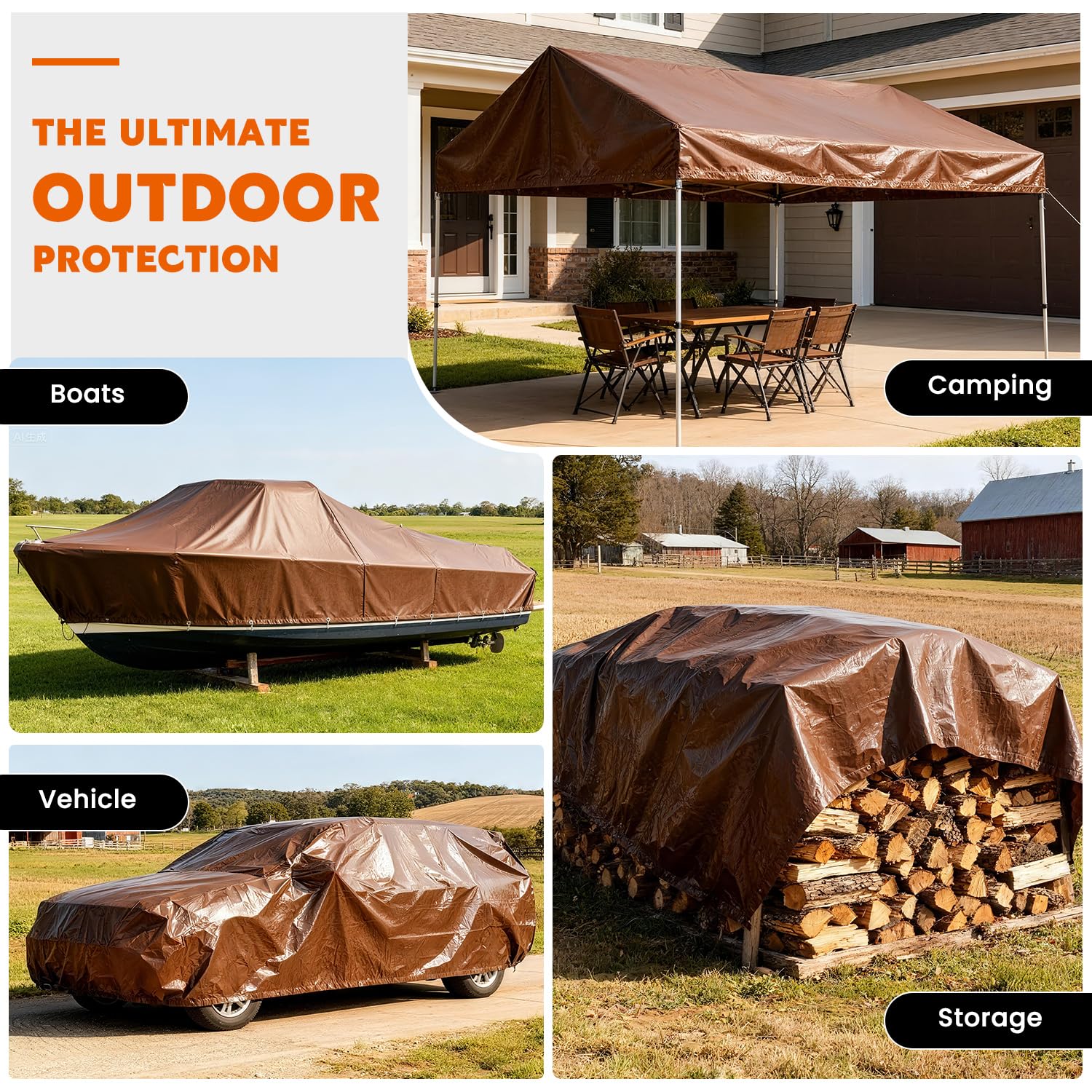 Keten tarp ideal for car, boat, or pool cover in windy conditions.
