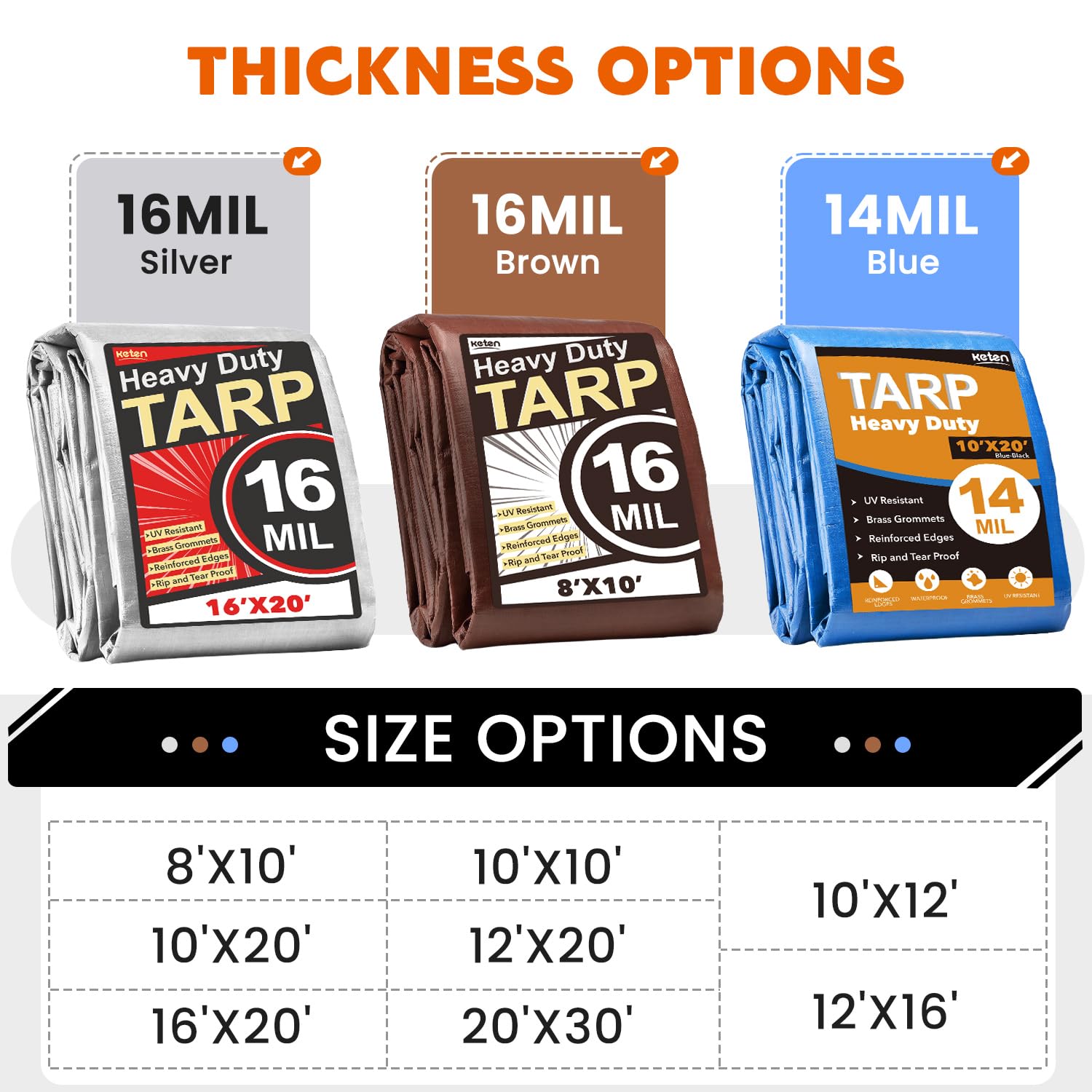 Keten tarps reinforced grommets secure anchoring for stable setup