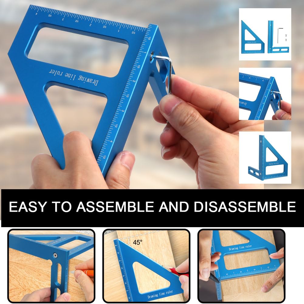 Ketiped 6-inch imperial 3D angle ruler angle markings clearly read for 45/90°.