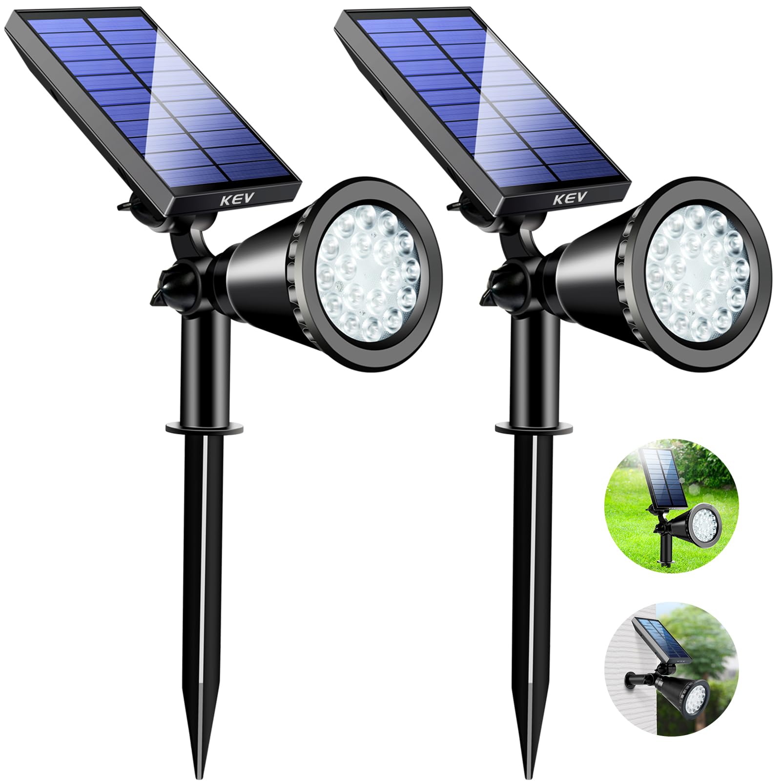 KEV 800 lumen solar spot light lighting a driveway at night
