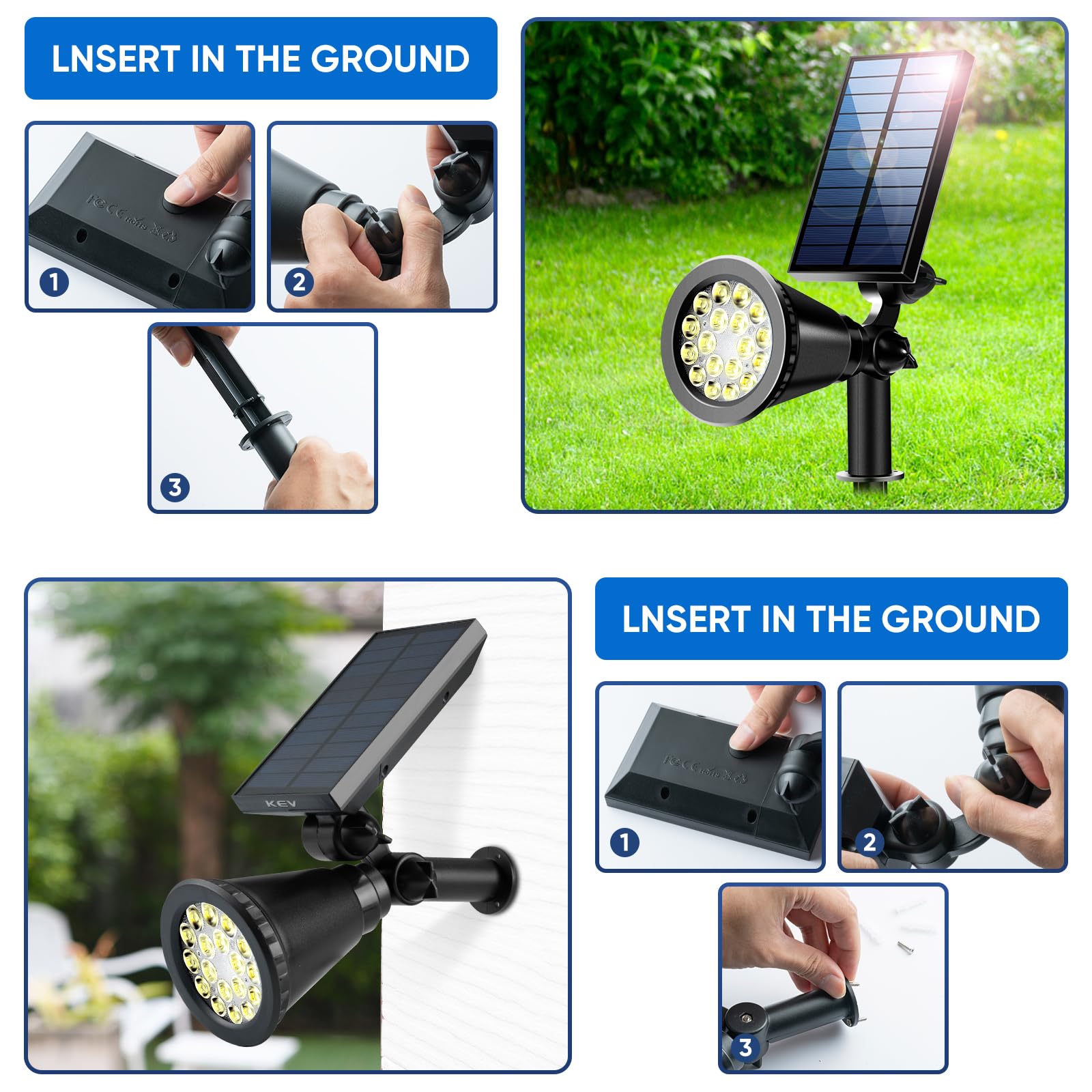KEV IP65 waterproof outdoor solar light withstands rain and dust