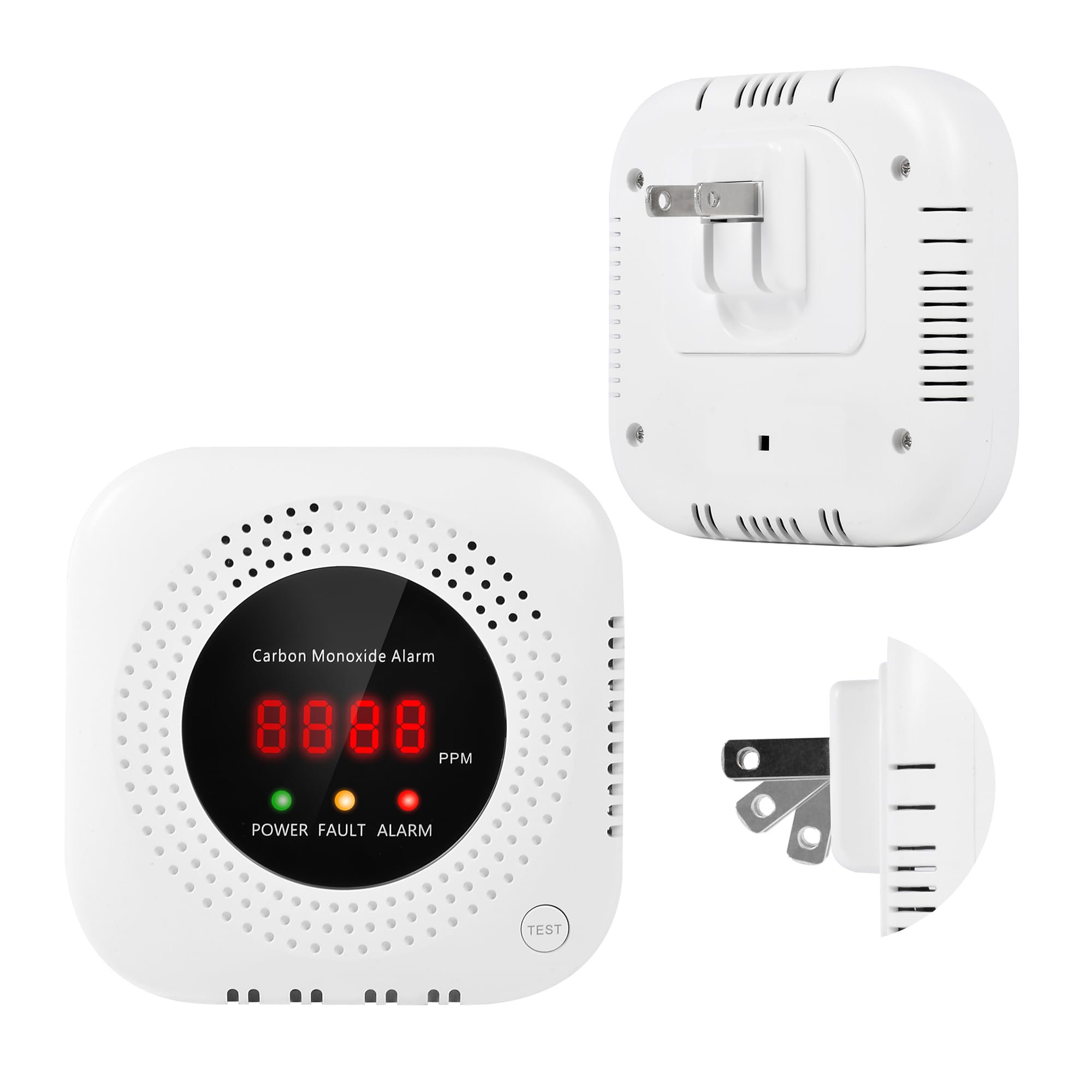 Kevinste CO detector with digital display shows real-time CO levels.