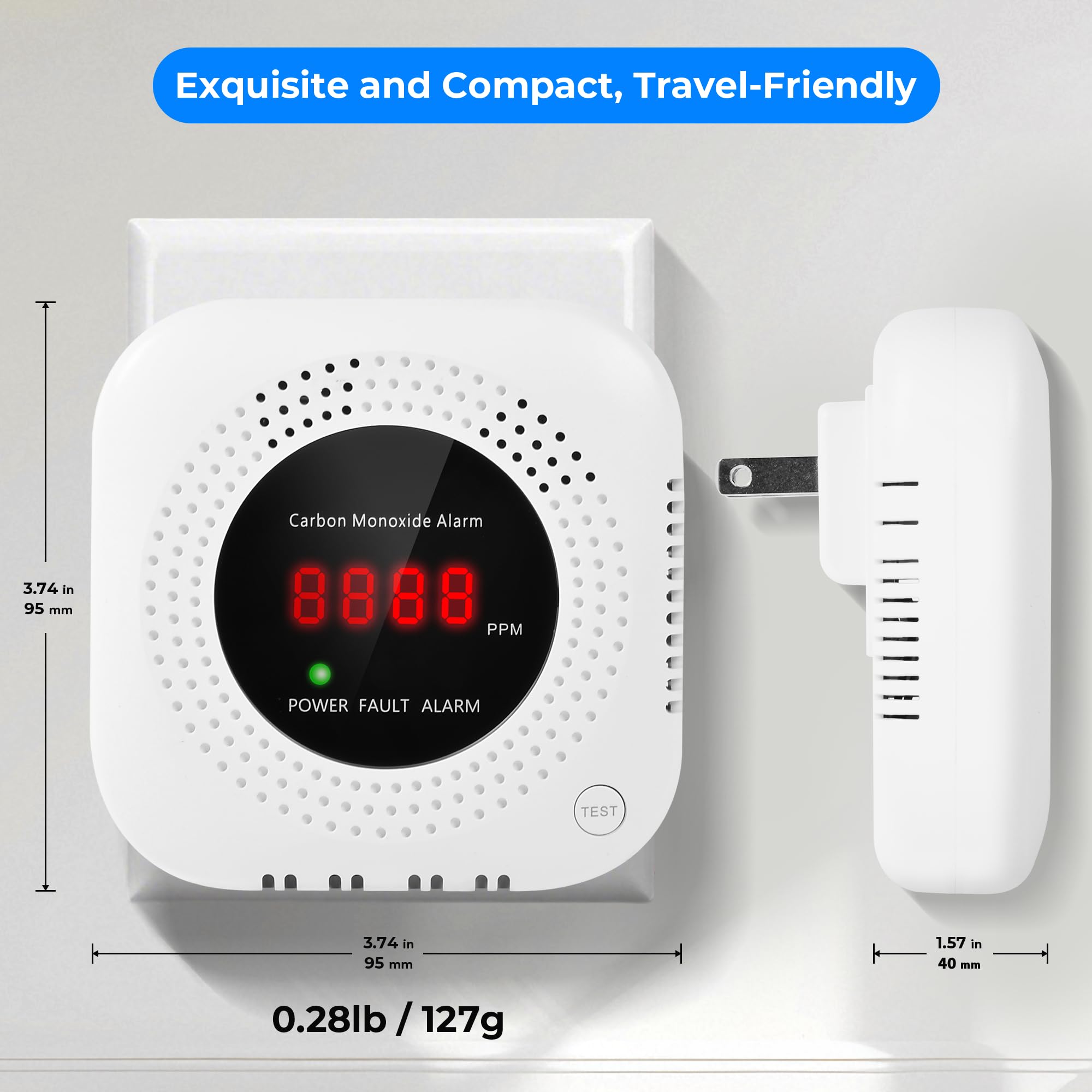 Kevinste device runs on outlet power with no battery changes.