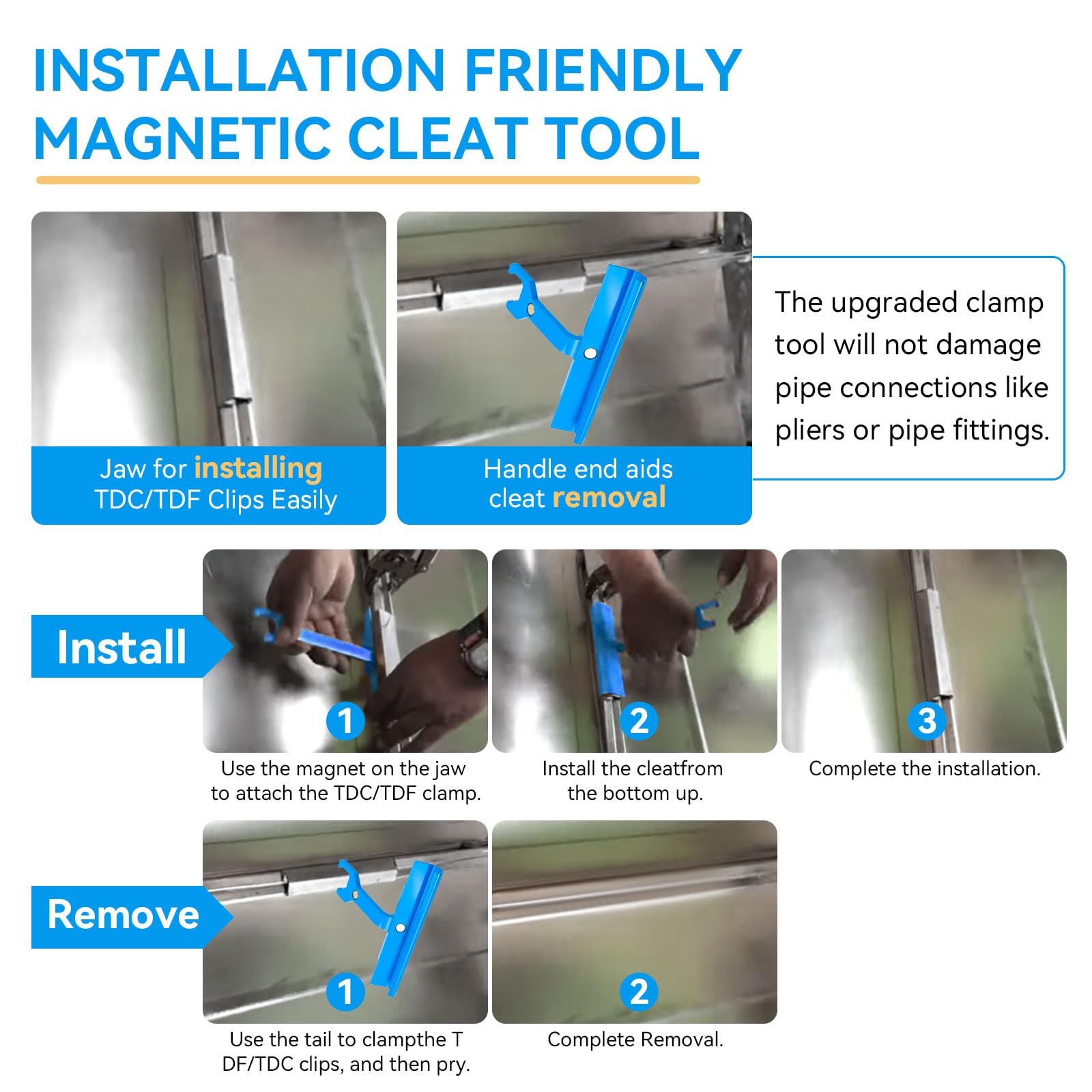 Keydinht 6-inch jaw tube assists cleat removal from ducts.