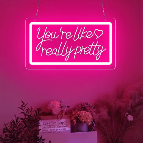 KeyDoors pink LED wall decor neon sign provides vibrant, even room illumination.