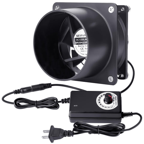 KEYFANCLUB 80mm axial exhaust fan for compact cooling in DIY enclosures.