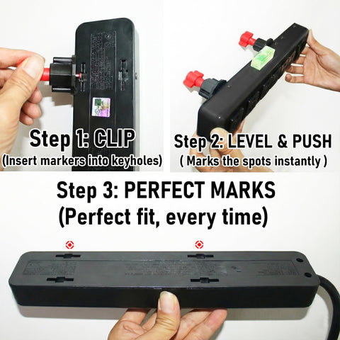 Keyhole Marker built-in level helps align artwork for solo hanging projects