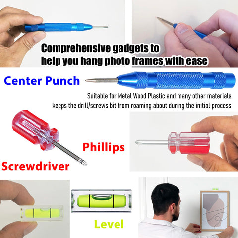 Keyhole Marker mini level ensures perfect horizontal alignment.